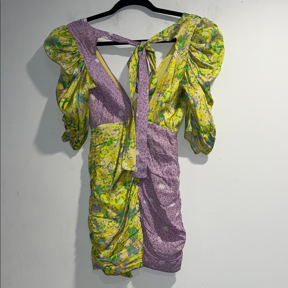 FOR LOVE AND LEMONS Dubois mix print mini dress in Freedom Floral - Picture 2 of 10